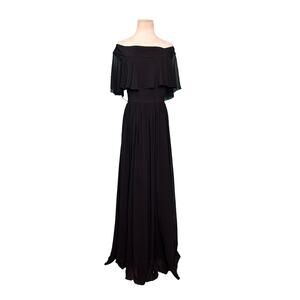 Dress The Population black off the shoulder floor length formal dress size M